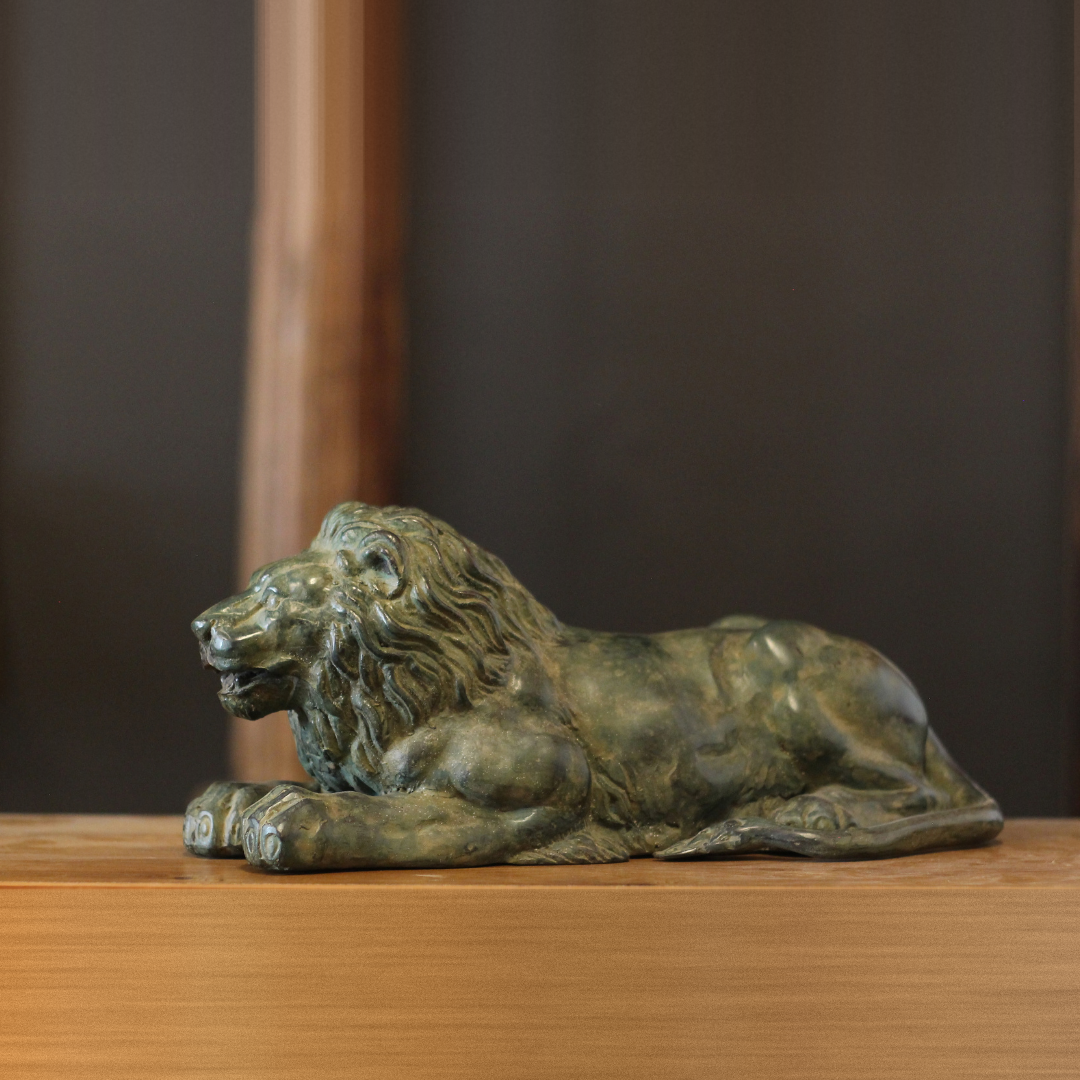 Bronze Reclining Lion Sculpture