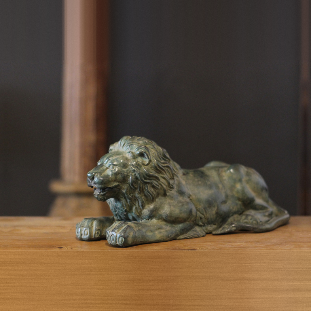 Bronze Reclining Lion Sculpture
