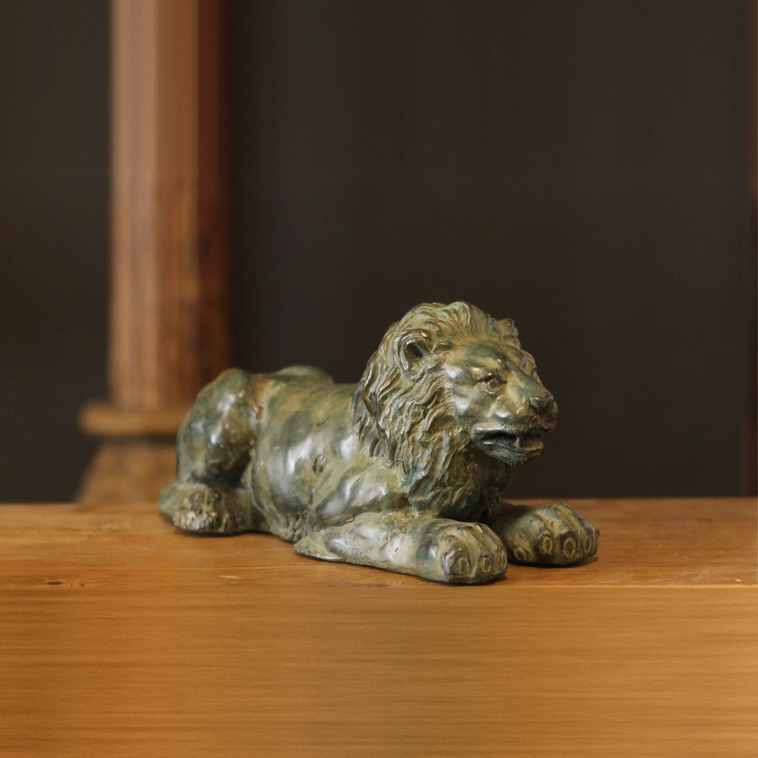 Bronze Reclining Lion Sculpture