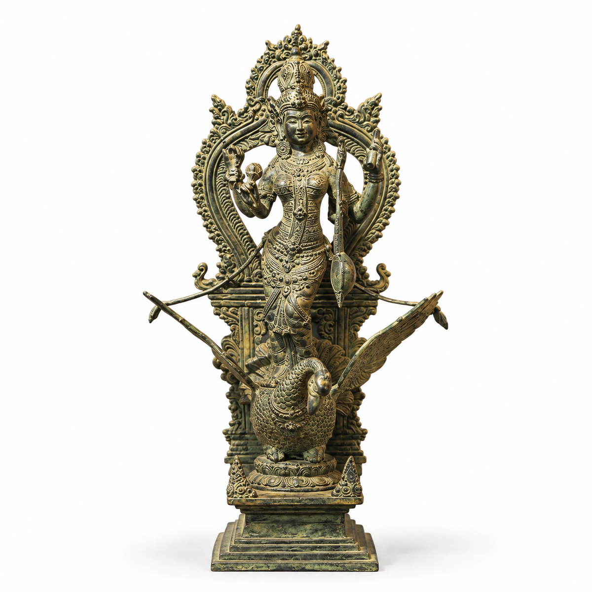 Balinese Bronze  Saraswati On Swan 18"