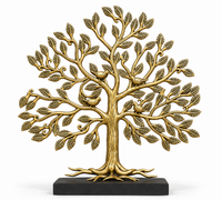 Brass Kalavriksha Tree of Life on Wooden Base – Handcrafted Auspicious Décor
