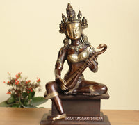 Brass Saraswati on  Wooden Stand