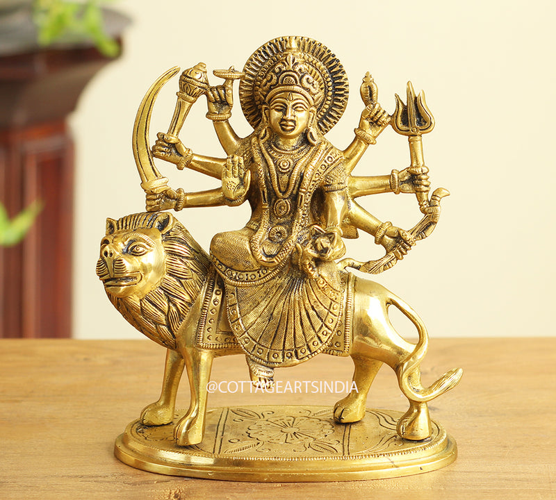 Brass Durga on Plate