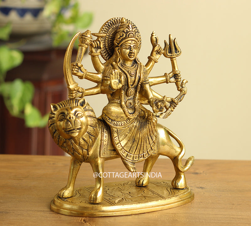 Brass Durga on Plate