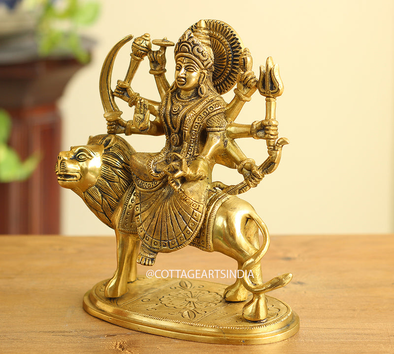 Brass Durga on Plate