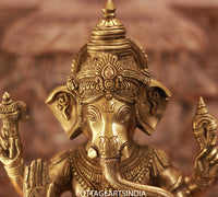 Brass Ganesh Sitting 12.5"