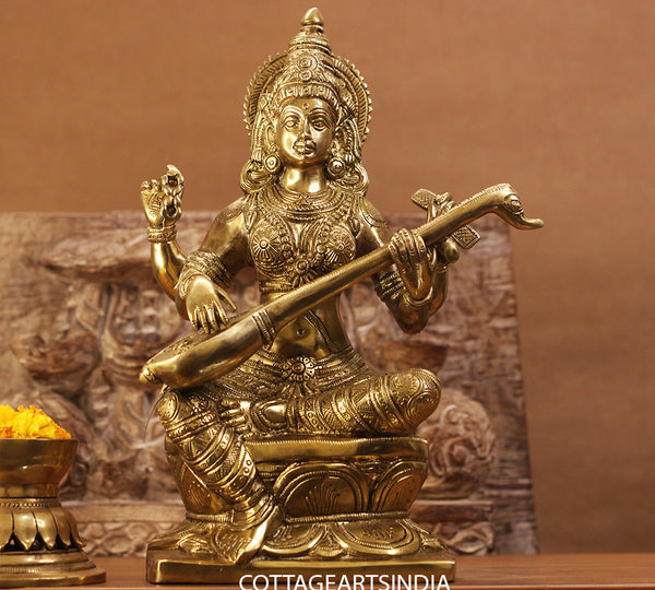 Brass Saraswati Sitting 12 inches