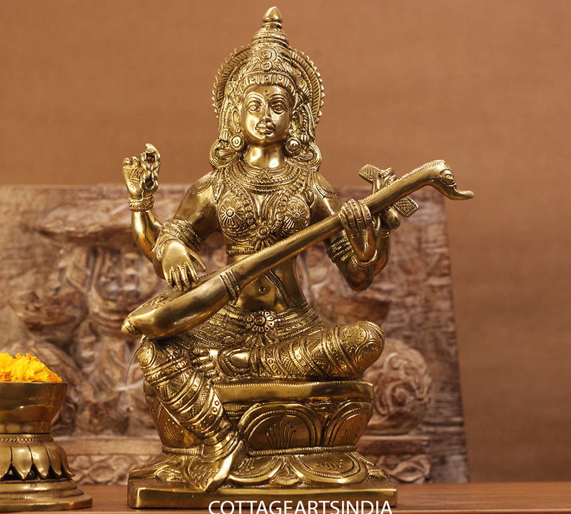 Brass Saraswati Sitting 12 inches