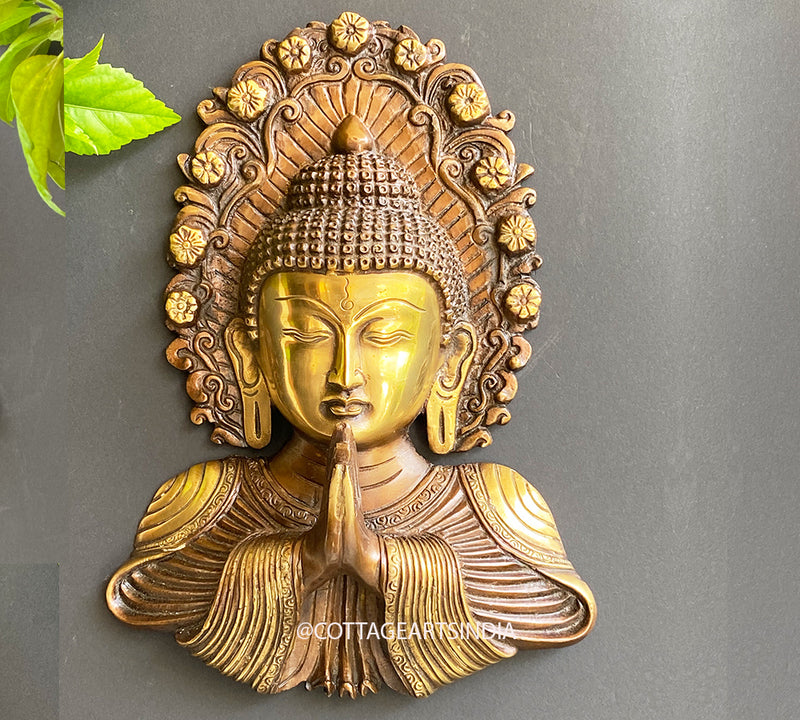 Brass Buddha Mask Wall Hanging Namaste