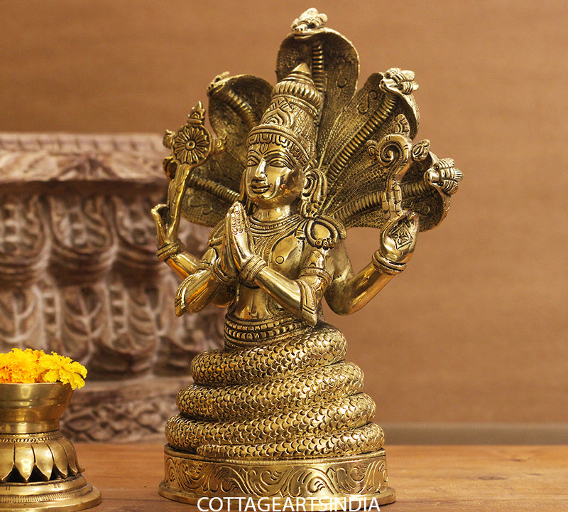 Brass Vishnu Sitting 12 inches