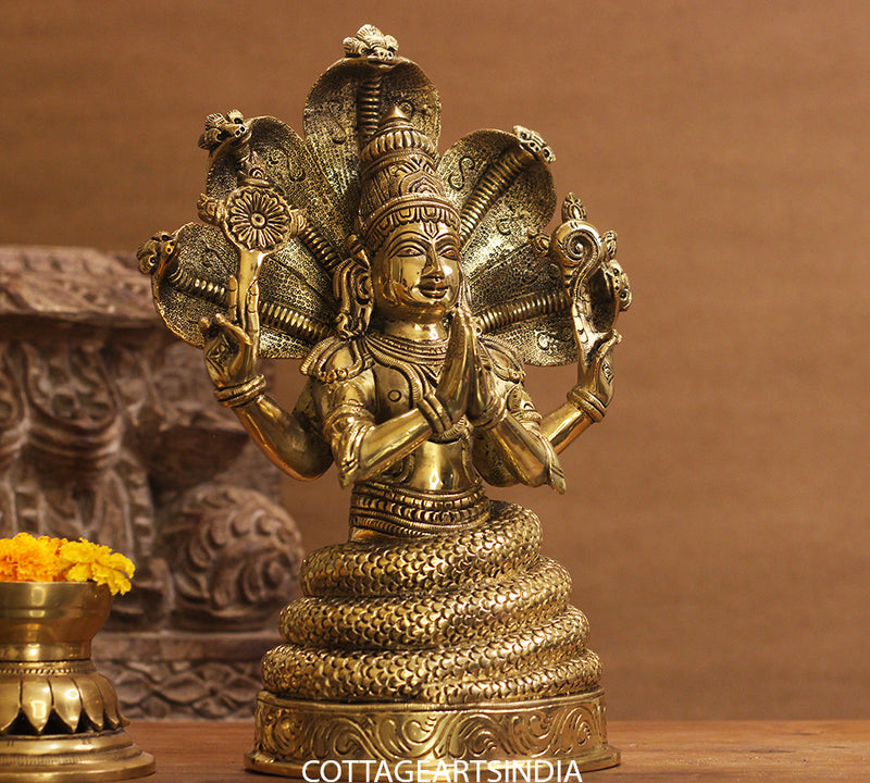 Brass Vishnu Sitting 12 inches