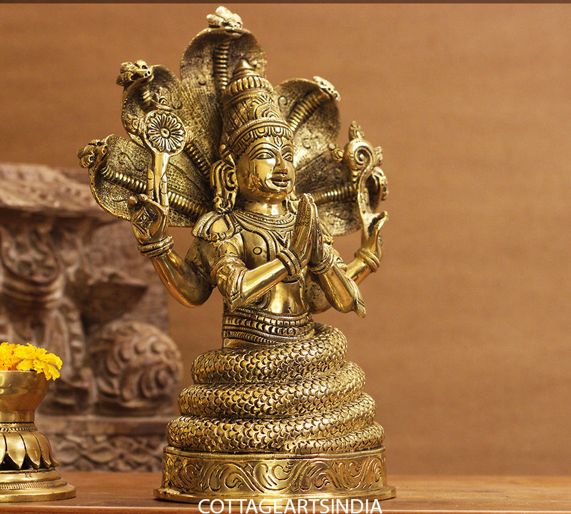 Brass Vishnu Sitting 12 inches