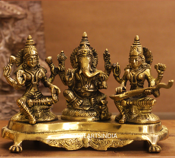 Brass Laxmi Ganesh Saraswati Sitting