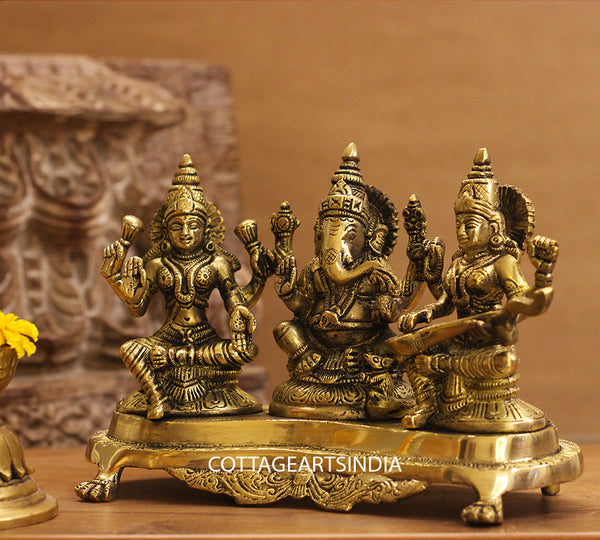 Brass Laxmi Ganesh Saraswati Sitting