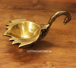 brass lotus handle diya