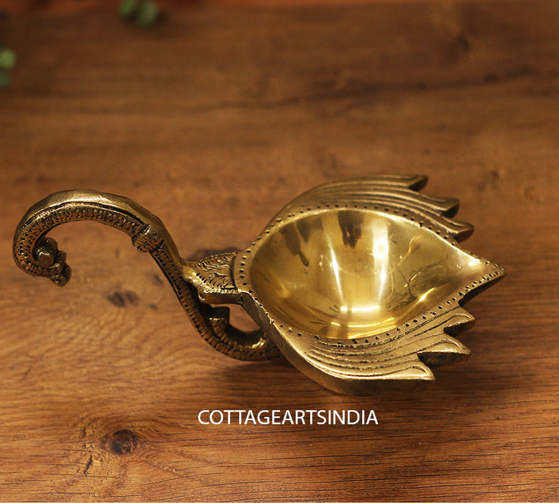 brass lotus handle diya