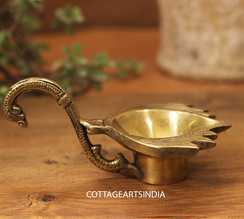 brass lotus handle diya