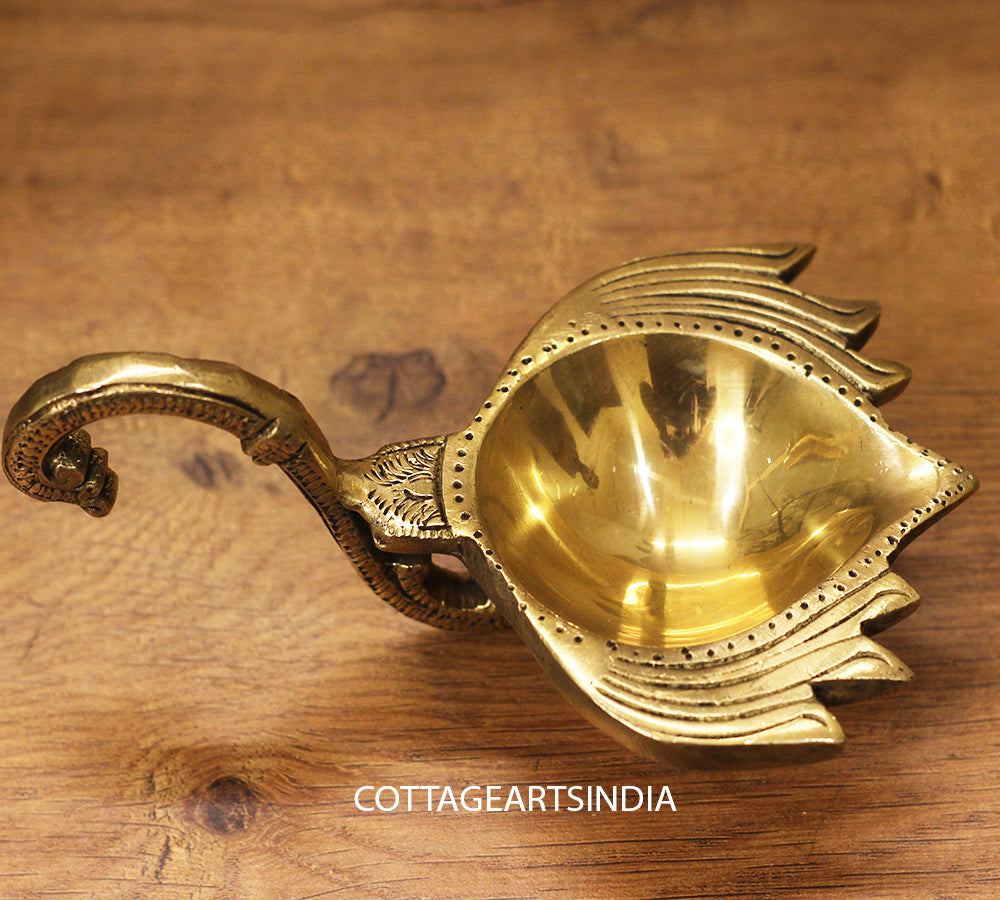 brass lotus handle diya