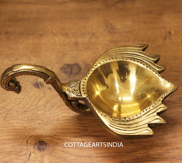 brass lotus handle diya