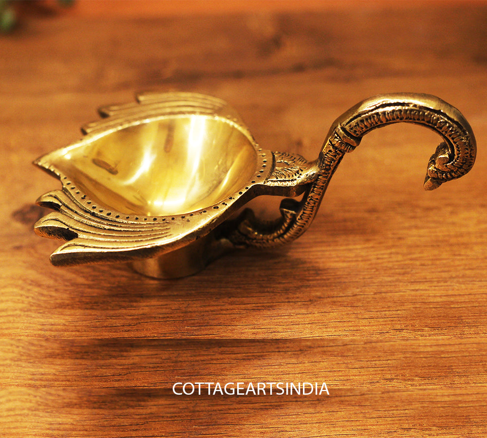 brass lotus handle diya