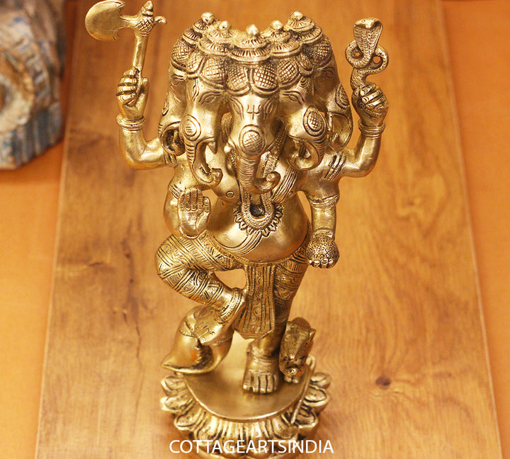 Brass Panchmukhi Ganesh 12"