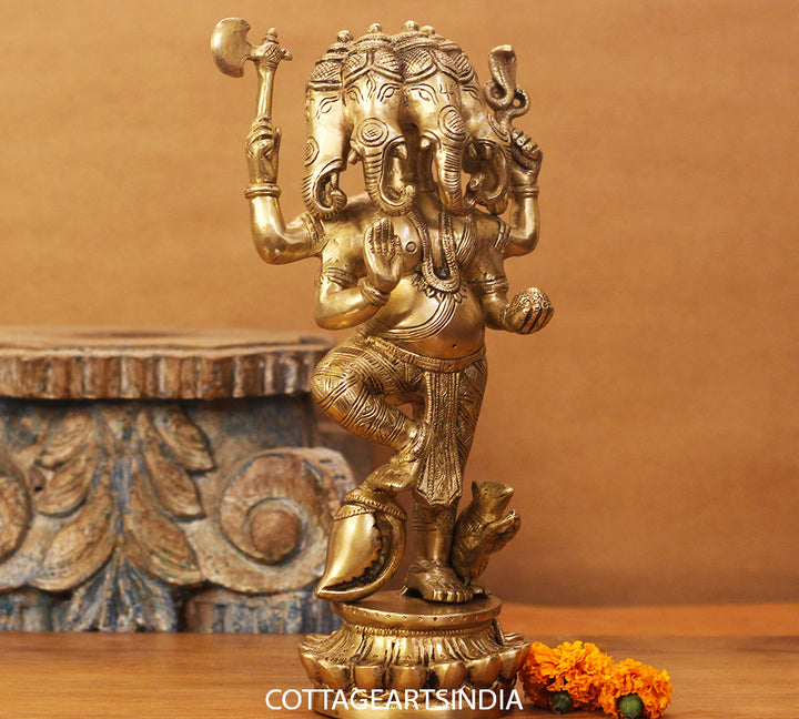 Brass Panchmukhi Ganesh 12"