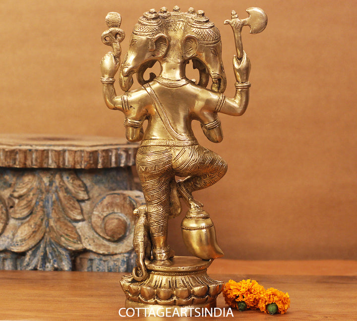 Brass Panchmukhi Ganesh 12"