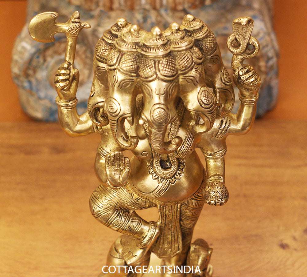 Brass Panchmukhi Ganesh 12"