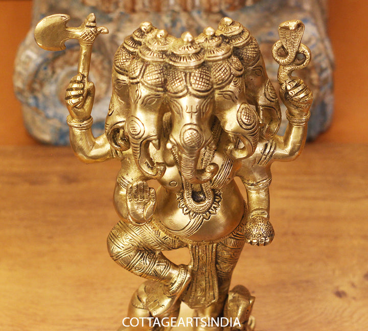 Brass Panchmukhi Ganesh 12"