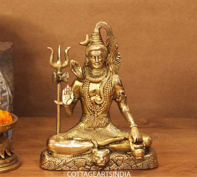 Brass Shiva Sitting 8.5"