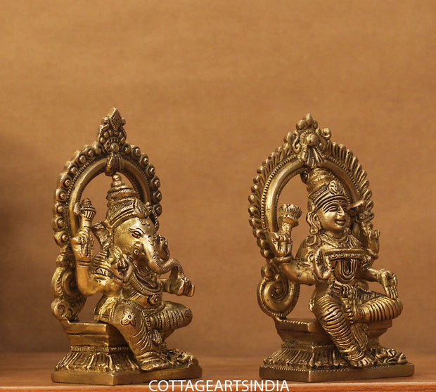 Brass Ganesh Laxmi Prabhaval 6"