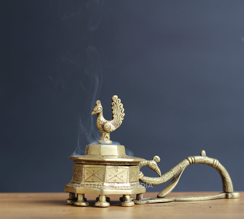 Brass Hexagonal Peacock DhoopDani