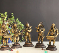 Brass Musical Ganeshas | Handcrafted Dancing Ganesh Musicians Collection