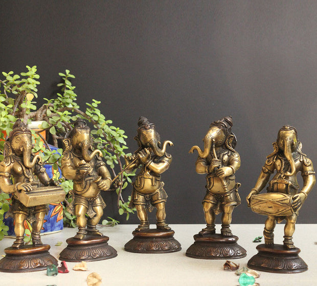 Brass Musical Ganeshas | Handcrafted Dancing Ganesh Musicians Collection