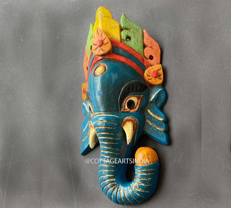 Wooden Ganesha Wall Mask 13"