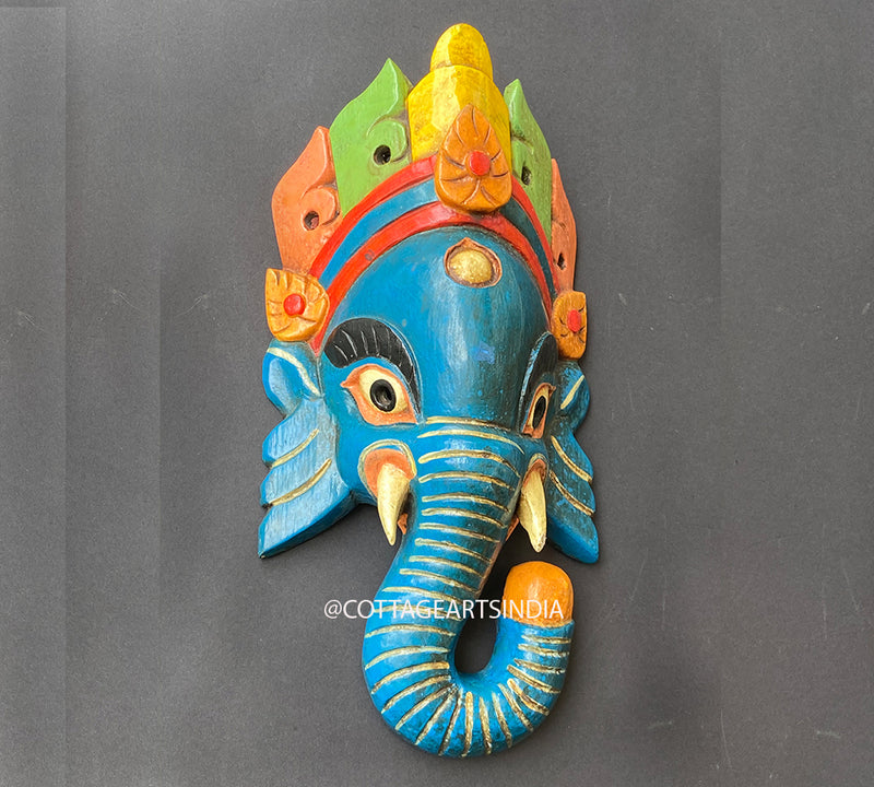 Wooden Ganesha Wall Mask 13"