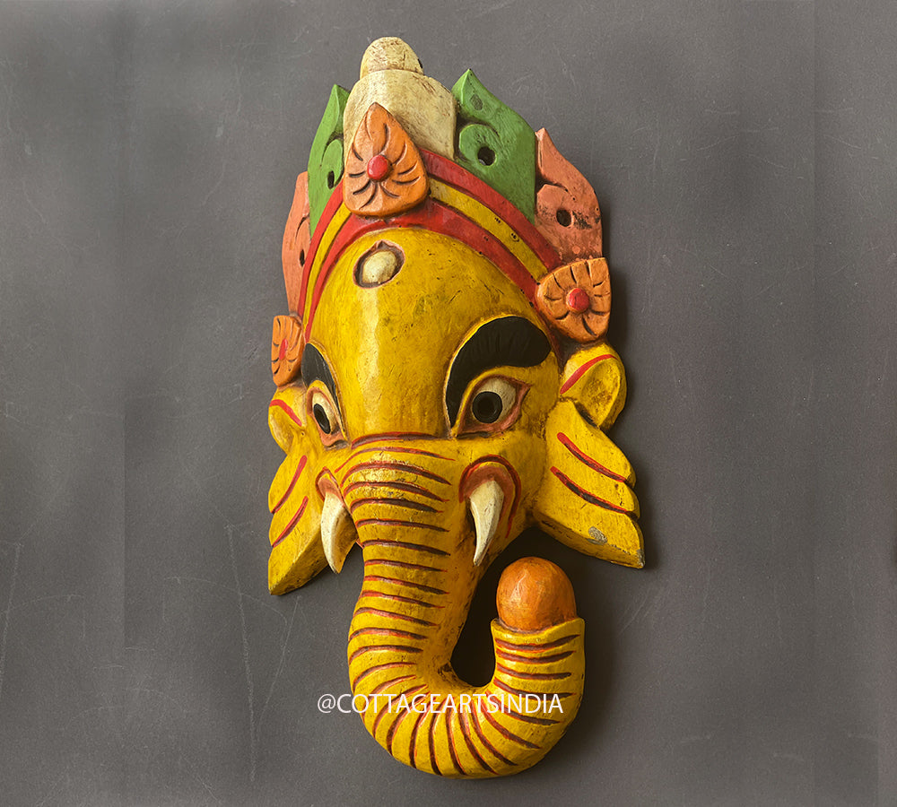 Wooden Ganesha Wall Mask 13"