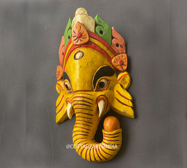 Wooden Ganesha Wall Mask 13"