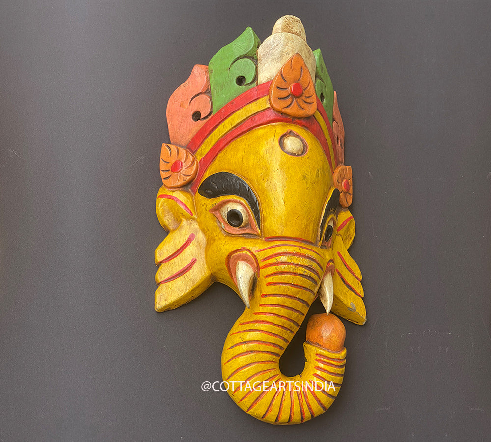 Wooden Ganesha Wall Mask 13"