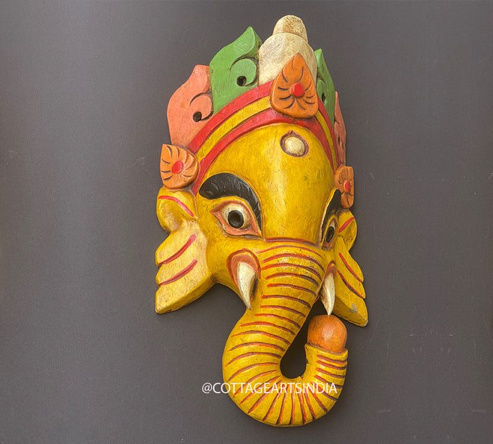 Wooden Ganesha Wall Mask 13"