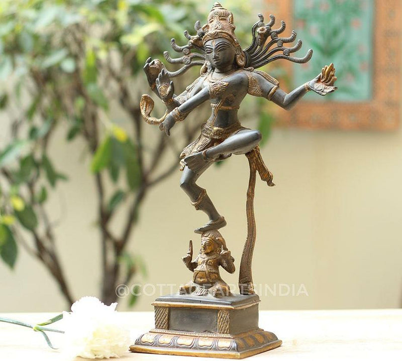 Brass Dancing Shiva in Antique Gold finish