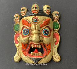 Wooden Bhairav Wall Mask 8 "