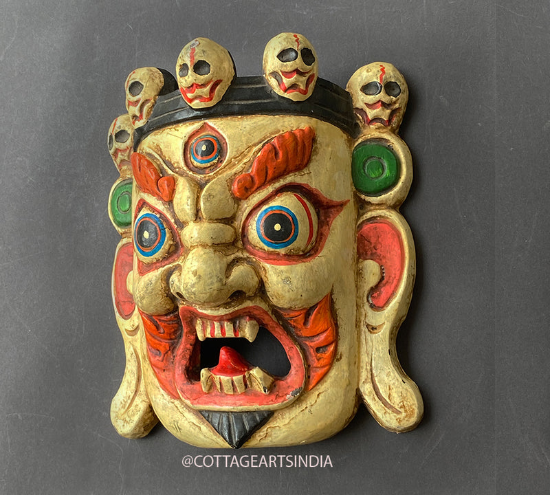 Wooden Bhairav Wall Mask 8 "