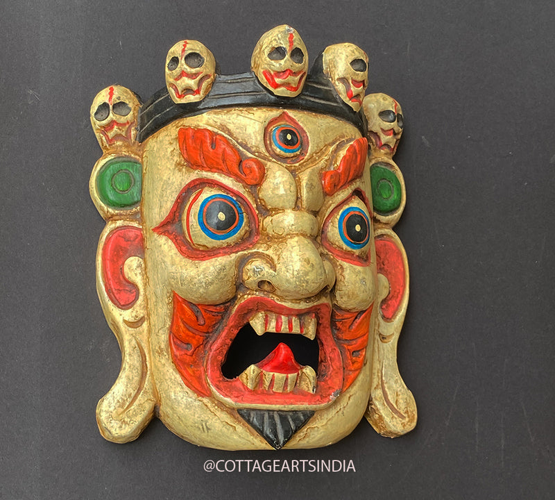 Wooden Bhairav Wall Mask 8 "