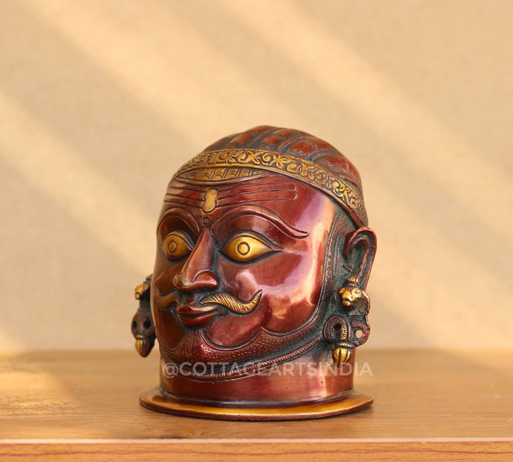 Brass Shiva Mukhlingam Rustic Copper Finish