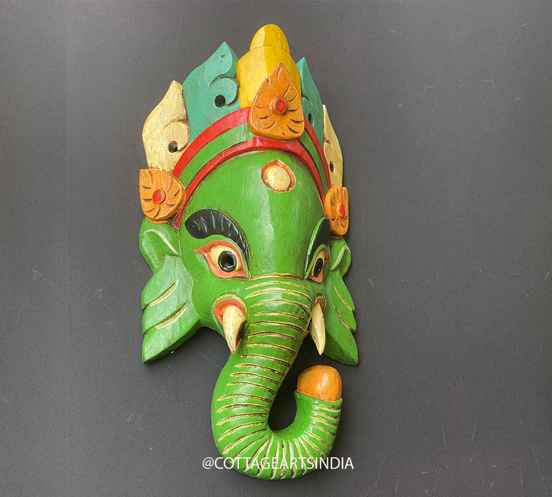 Wooden Ganesha Wall Mask 13"