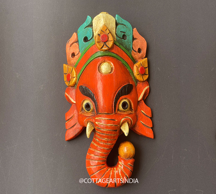 Wooden Ganesha Wall Mask 12"