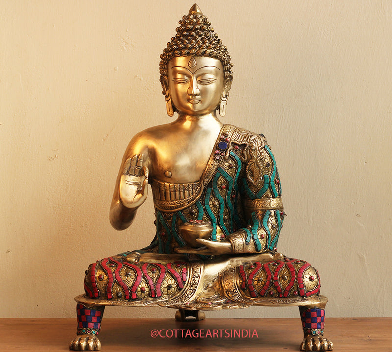 Brass Buddha Stonework 20"