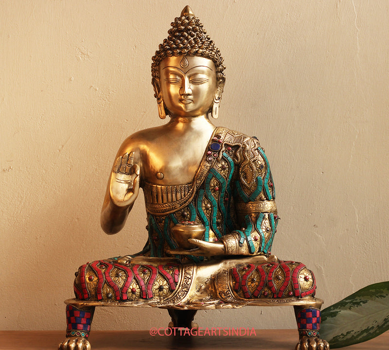 Brass Buddha Stonework 20"