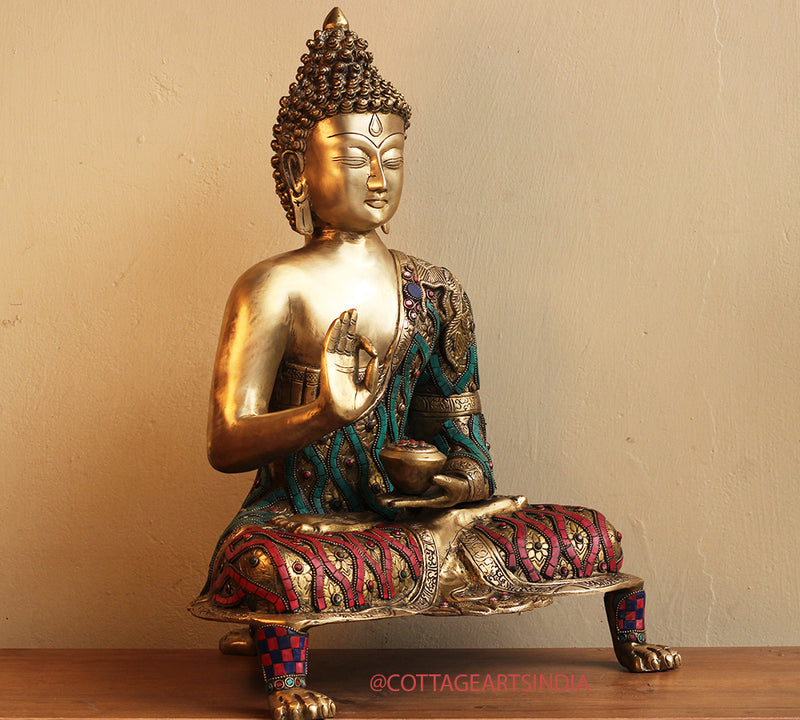 Brass Buddha Stonework 20"